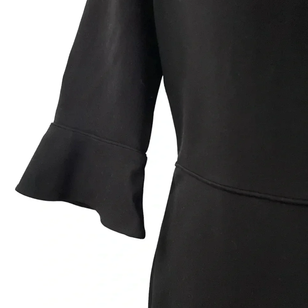 J.Crew Black Label Ponte Bell Sleeve Sheath Dress Black Size 6